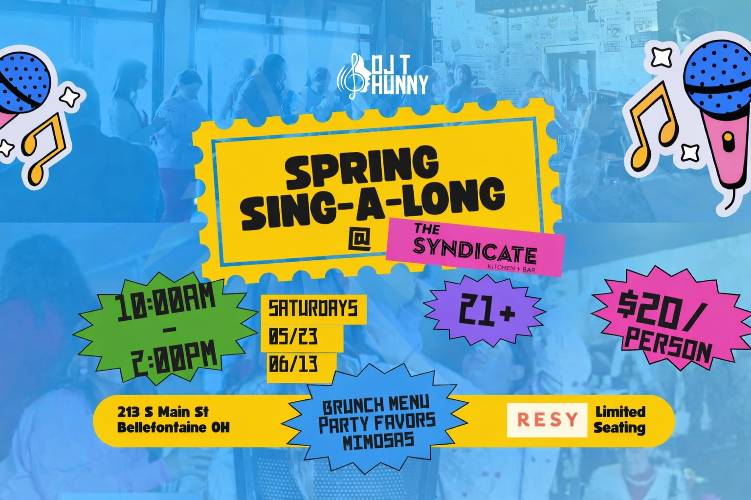 Spring Sing a Long on May 23 and June 13 at 10 a.m. to 2 p.m. Ages 21 and older.